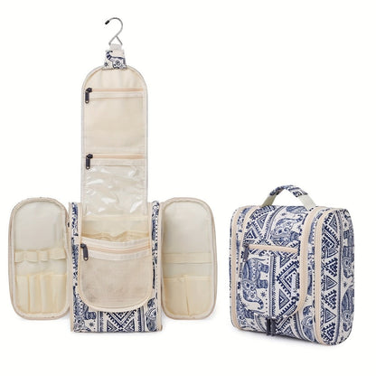 Hanging Toiletry Bag for Women Large Capacity Travel Makeup Organizer Bag with Hook Multi-Compartment Waterproof Cosmetic Pouch 16 Prints for Cruise Gym