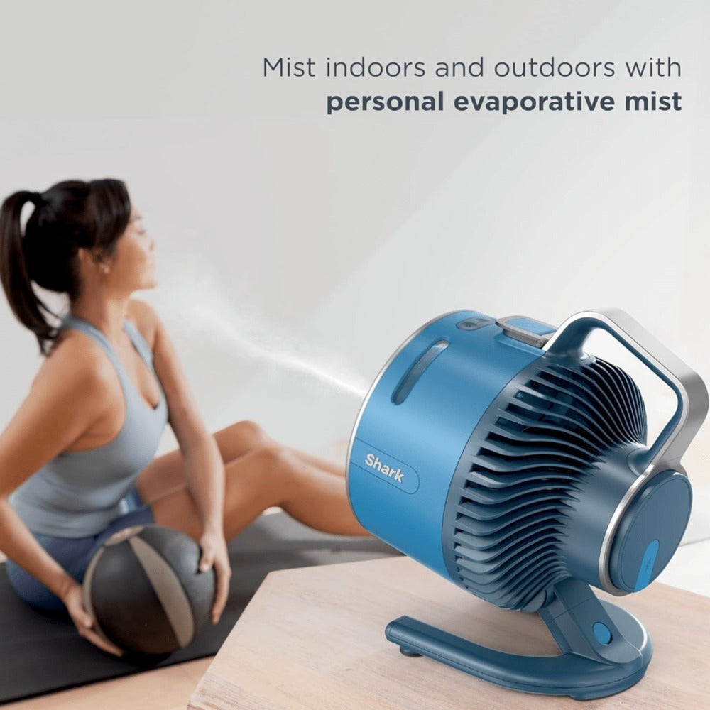 Shark FlexBreeze HydroGo Pro Portable Misting Fan - Indoor Outdoor Evaporative Mist, 5 Speeds + BreezeBoost, Corded & Cordless, 29Hr Battery, 70ft Coverage, Oscillating, Sky Color - Refurbished
