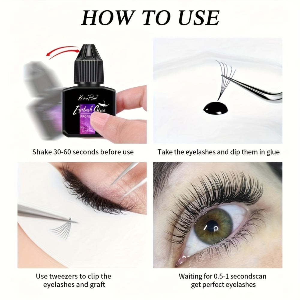 Low Allergy Lash Glue Set — Strong Hold Eyelash Extension Adhesive 6-7 Weeks Retention, Quick Dry DIY Lash Bond for Individual & Cluster Lashes, Sensitive Eye Safe Beginner-Friendly Formula, Black