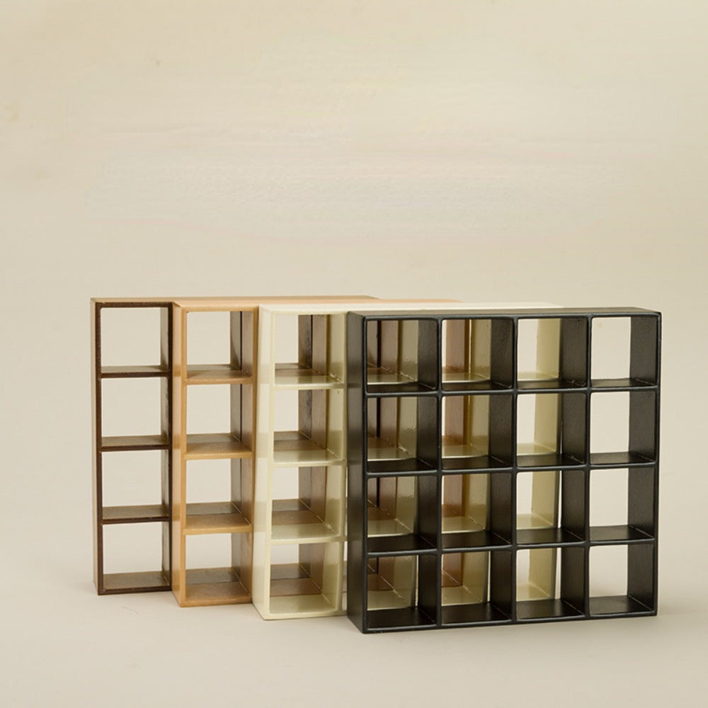 1:12 Scale 16-Compartment Dollhouse Display Cabinet in Four Finishes for Adult Miniature Dioramas