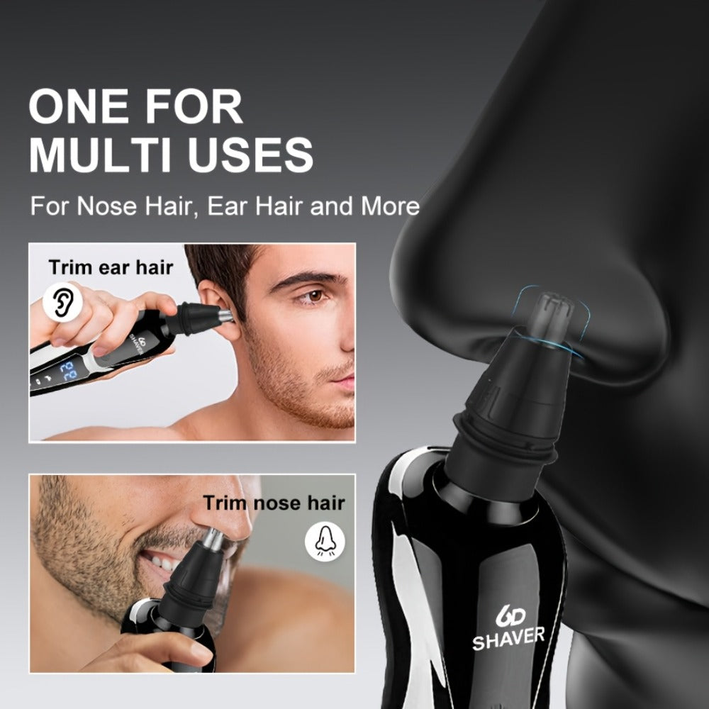 Black Three-Head Rotary Shaver with Digital Display in Standalone, Three-Piece or Four-Piece Sets