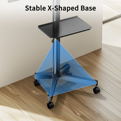 TV Stand Rolling Cart for 23 to 60-Inch Screens with Locking Casters, Media Shelf and Cable Routing