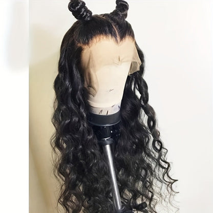 Synthetic Wig 13x4 Lace Front Loose Wave, 26-Inch Black Glueless Free-Part Style for Daily Glam