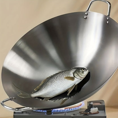 Stainless Steel Wok & Frying Pan – Non-Stick Cooking Surface, Ergonomic Handle, Compatible with Gas, Induction & Electric Stovetops, Extra Thick & Deep, Easy to Clean