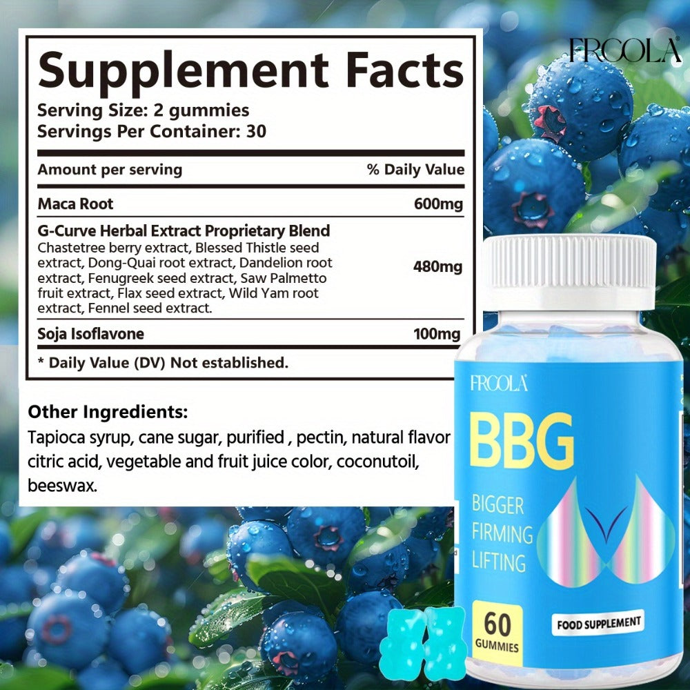 BBL Gummies for Women Butt Enhancement 60 Count Strawberry Flavor – Supports Curves Feminine Confidence Body Shaping Skin Elasticity Natural Lift Daily Wellness Supplement