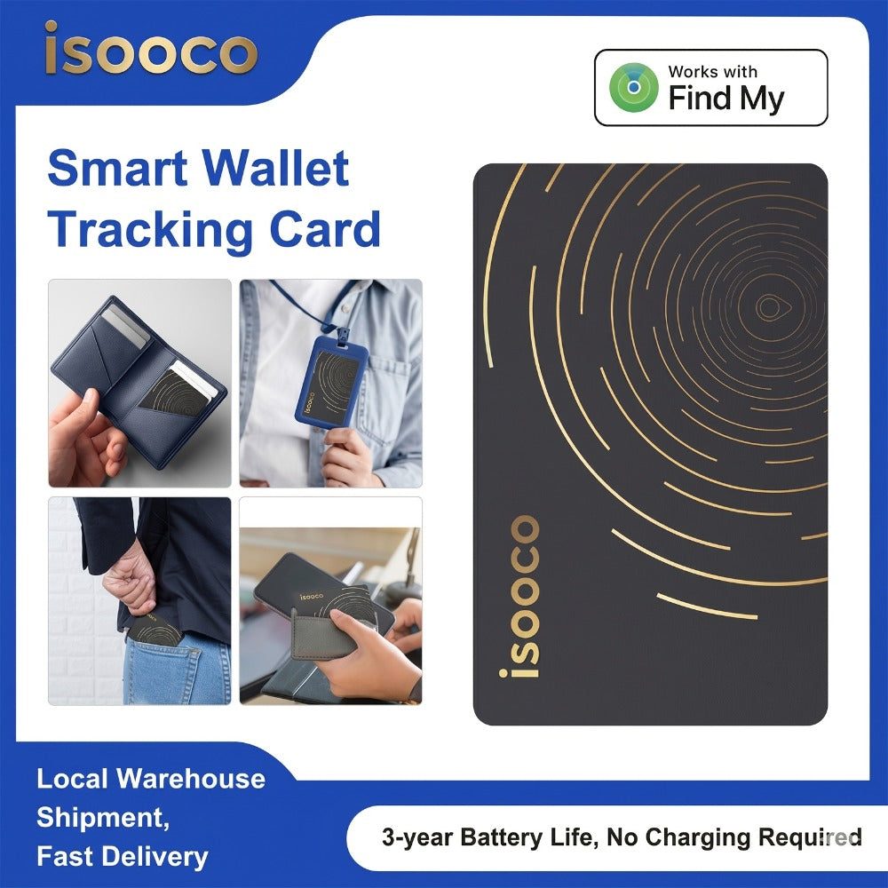 Ultra-Thin Apple Find My Wallet Tracker Card with Three-Year Battery, 1-Piece iOS Option and Audible Finder