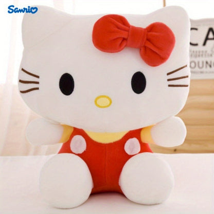 Plush Toy Kawaii Cat Doll with Pink or Blue Color Options, Bow Detail and Soft Fabric for Room Decor