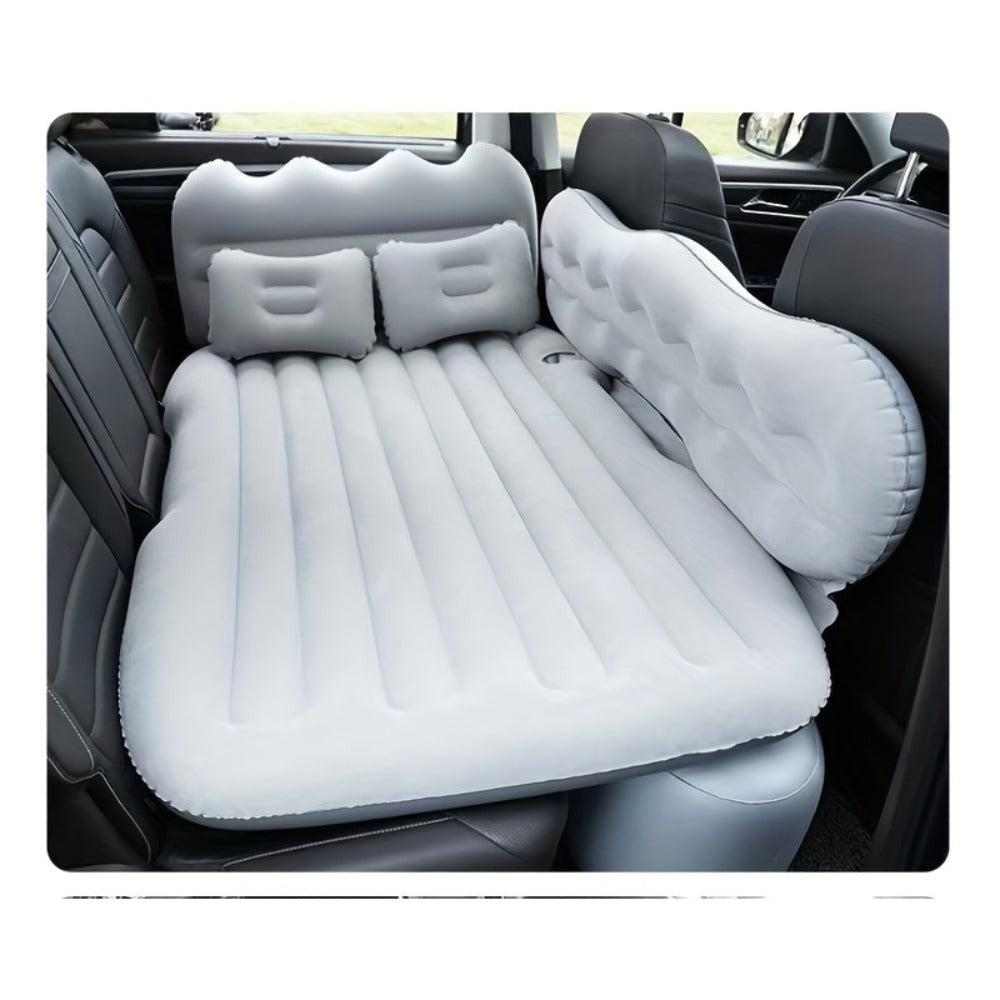 Inflatable Car Bed Plush Folding Design with Storage Bag & Tool Kit Soft Skin-Friendly Comfortable Outdoor Car Air Mattress for Camping Travel Road Trip, Multiple Colors