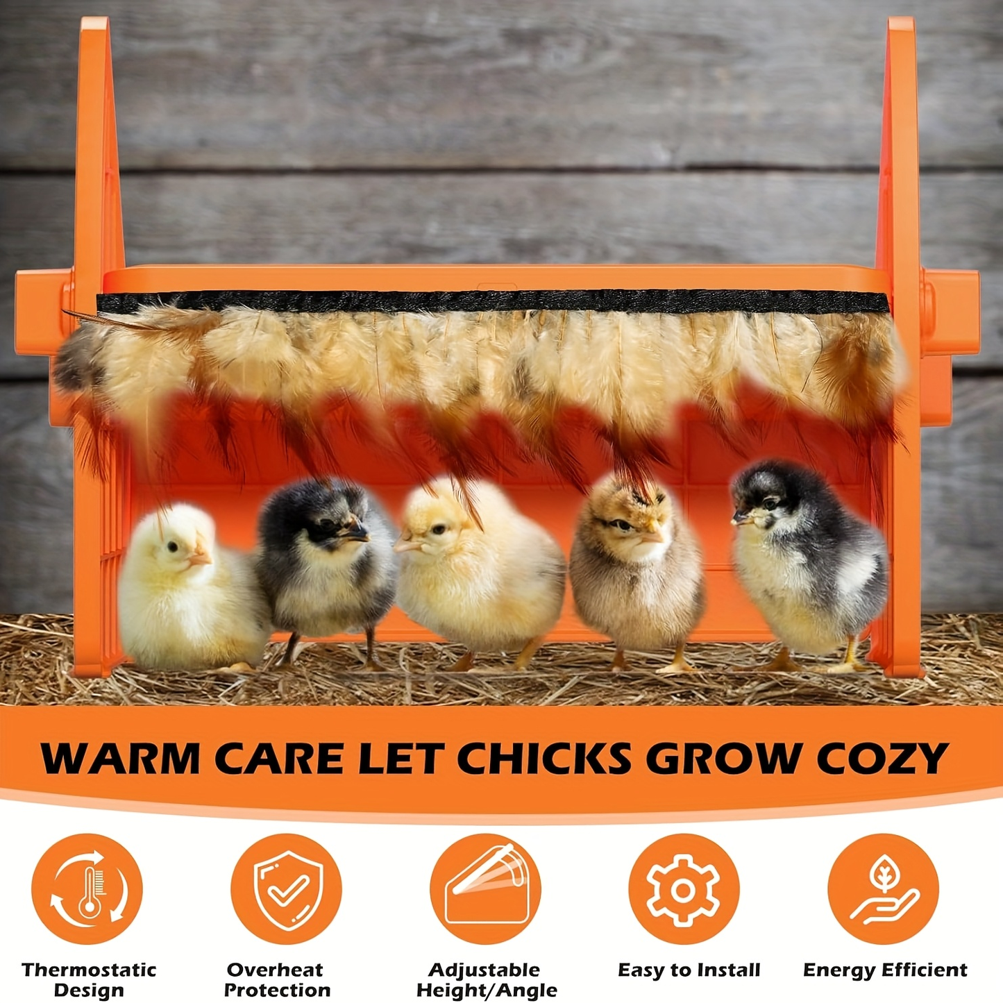 Chick Brooder Plate with Adjustable Height for Up to 10 Chicks | Poultry Warmer for Ducklings, Turkeys, Goslings & Quail – Low-Voltage 120V, Durable Plastic, Orange or Yellow