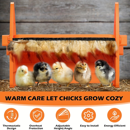 Chick Brooder Plate with Adjustable Height for Up to 10 Chicks | Poultry Warmer for Ducklings, Turkeys, Goslings & Quail – Low-Voltage 120V, Durable Plastic, Orange or Yellow