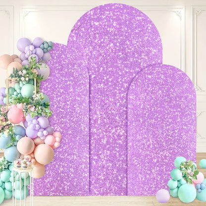 Sequin Wedding Arch Cover Set 3pcs, 6ft 6.6ft 7.2ft Metallic Spandex Payette Glitter Arch Backdrop Cover for Wedding Ceremony