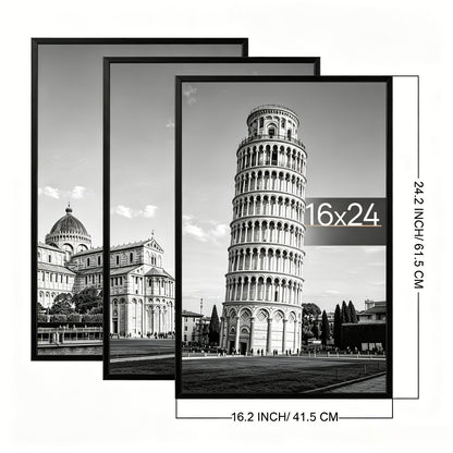 16x24 Picture Frame Set of 3, Poster Frames 16 x 24 Inch with Scratch-Proof Cover, Slide-In Assembly, Horizontal & Vertical Wall Mount Display - Black, Gold, Natural