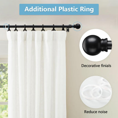 Curtain Rods 2 Pack Matte Black Adjustable 28 to 95 Inch | 5/8 Inch Stainless Steel Extra Long Window Curtain Rod Set for Living Room Bedroom Bathroom Kitchen | Multiple Sizes Available