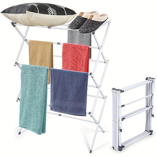 Laundry Drying Rack 3-Tier X-Type Expandable Metal, Collapsible Clothes Dryer & Towel Rack — Air Drying Stand for Indoor & Outdoor Use | Grey, White | Multiple Configurations
