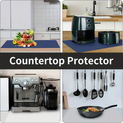 Kitchen Counter Mat Heat Resistant Countertop Protector Pad Extra Large Cuttable Non-Slip Mat for Kitchen Counter Dining Table - Waterproof Protective Mat 36 inch 47 inch Black Gray