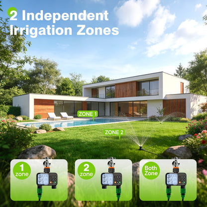 Automatic Drip Irrigation Timer Smart Garden Watering Controller 2-Zone