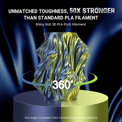 Dual Color Silk PLA Plus Filament 1.75mm 1kg – Shiny Gradient Texture High Toughness Low Shrinkage ±0.02mm 3D Printing Filament 2.2lb | Smooth Surface PLA+ for FDM 3D Printers Decorative Prints Gifts