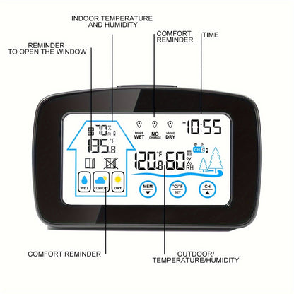 Digital Weather Station | Touch Screen Clock Thermometer Hygrometer