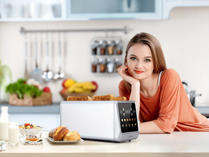 Long-Slot Four-Slice Toaster with Touch Screen, Six Shade Levels and Removable Slide-Out Crumb Tray