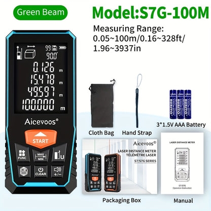 Laser Distance Meter Green Beam Digital Rangefinder 50M 70M 100M 120M Laser Tape Measure with LCD Display for Construction Surveying Indoor Outdoor Measuring
