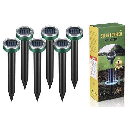Solar Ultrasonic Pest Repeller Outdoor Waterproof Rodent Repellent Stake for Yard Garden Farm Mole Snake Skunk Dog Deterrent Device IP44 2/4/6/10 Pack