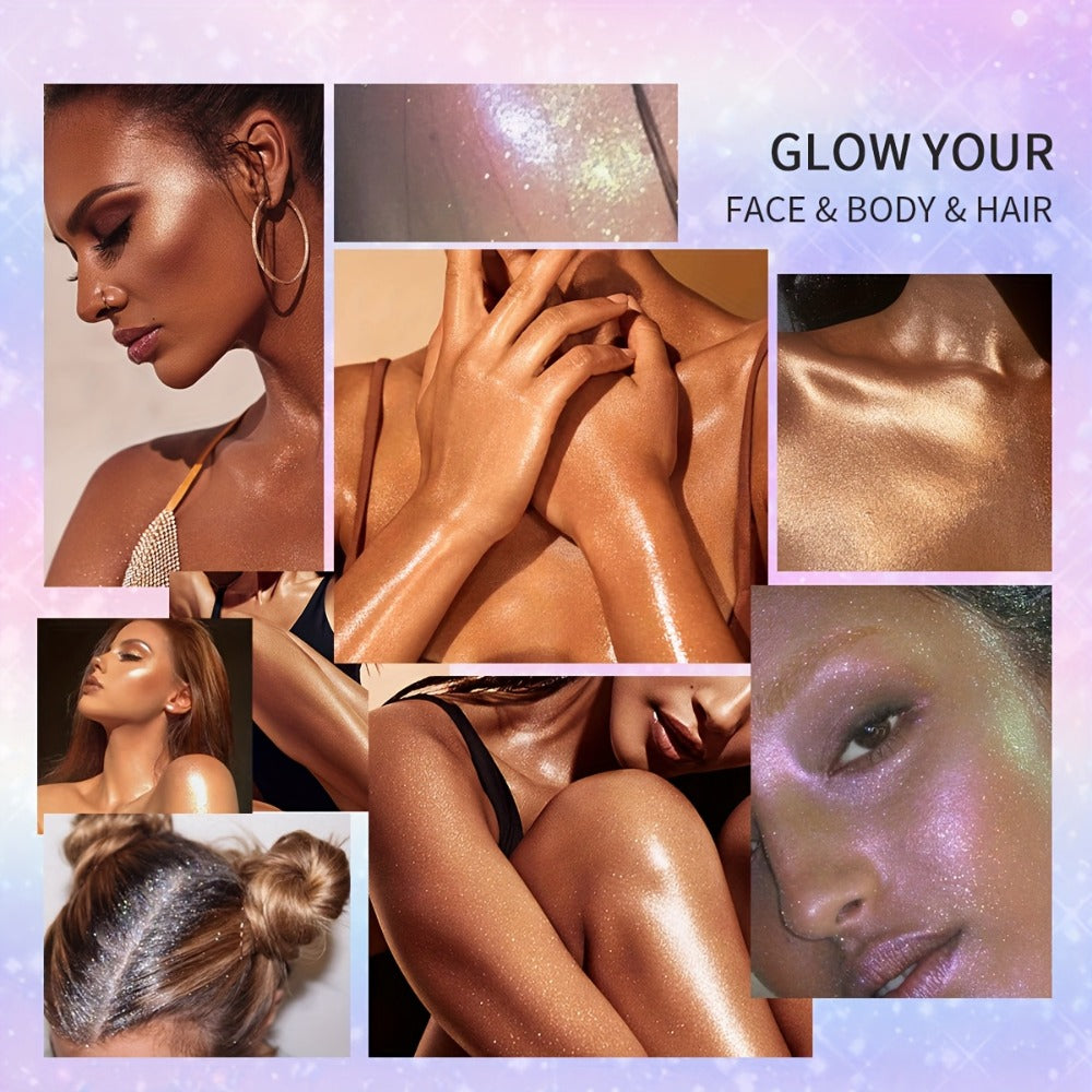 Body Glitter Spray Shimmer extended-wear Lightweight Non Greasy Luminous Radiant Glow for Body Face Hair Women Festival Party Everyday