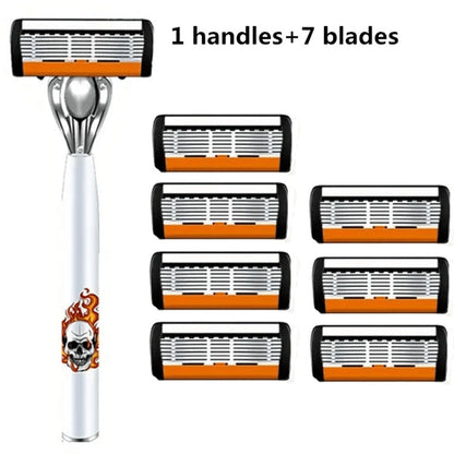 Men's Safety Razor with Replacement Blades - Anti-Slip Stainless Steel Handle Shaver for Beard & Sideburns, Classic Style Wet Shaving Razor, Multiple Blade Bundle Options