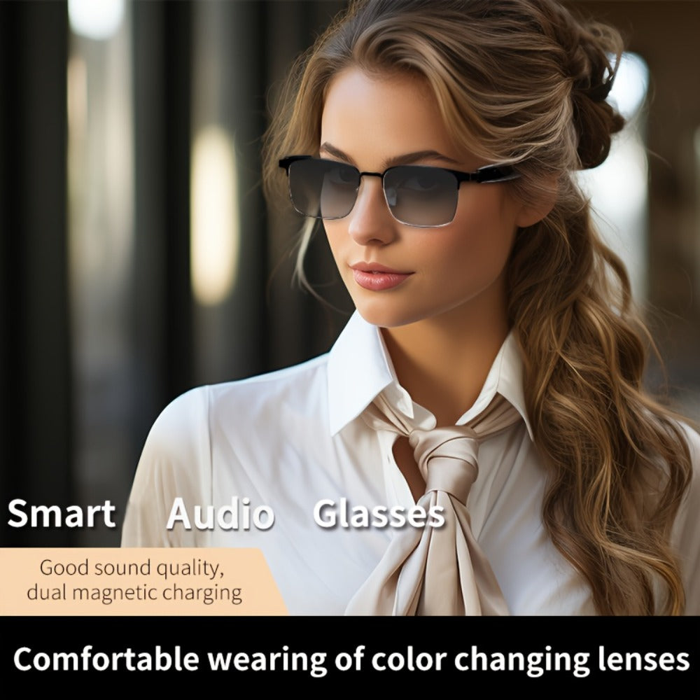 Photochromic Smart Audio Glasses – Auto-Tinting Sunglasses with Built-in Speaker & Mic, HD Voice Calls, Hi-Fi Music, Anti-Blue Light – for Sports, Driving & Daily Wear