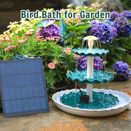 Bird Bath Fountain Solar 3-Tier – Outdoor Garden & Courtyard Decor
