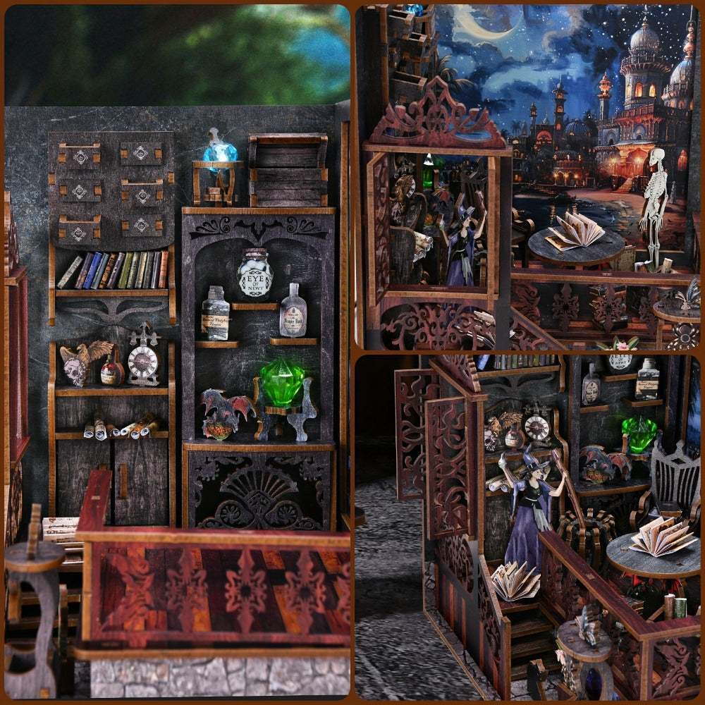 Magic Exploration Book Nook Kit CH03 with Library Workshop Scene, Three Light Modes and Paintable Front Panel