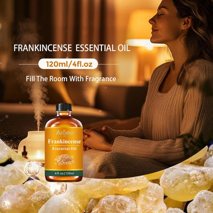 Essential Oil Frankincense 120ml Dropper Bottle with Warm Resinous Scent for Diffuser and Candles