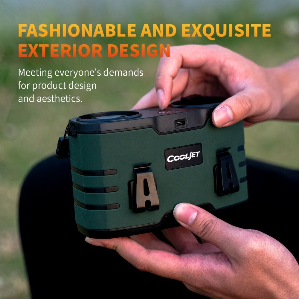 Wearable Waist Fan with 20000mAh Battery, Dual Vents, 10 Settings, Display and Two Color Options
