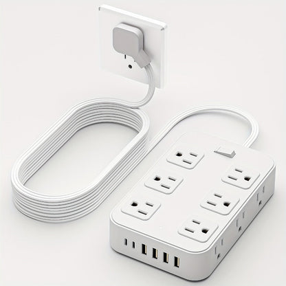 Surge Protector Power Strip 18-in-1 with 12 Wide-Spaced AC Outlets, 4 USB-A, 2 USB-C and Master Switch