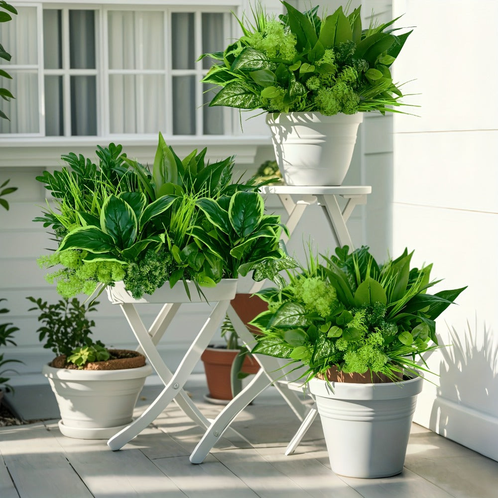 Artificial Boxwood Stems 9-Pack UV Protected – Faux Plastic Greenery for Indoor Outdoor Decor, Hanging Garden, Porch, Window Box, Wedding & Farmhouse Home Decoration, Realistic Fake Plants