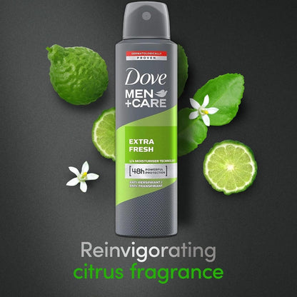 Dove Men+Care Extra Fresh Antiperspirant Spray, 150 ml Cans with Three-Pack or Six-Pack Checkout Options