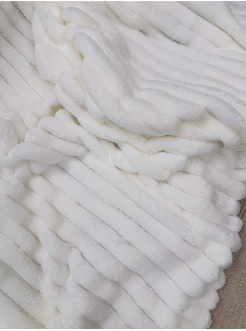 Channel-Textured Throw Blanket in Seven Colors and Four Displayed Size Options from 50 x 60 to 108 x 90 Inches