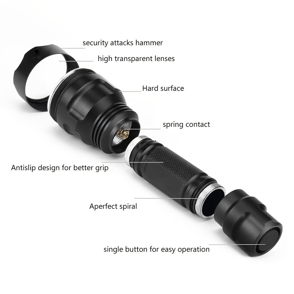 Night Hunting Flashlight with Remote Control Switch – 350 Yards High Power Green Red White Light, 18650 Rechargeable, Multiple Mounts for Hunting, Fishing, Camping & Beekeeping, Best Gift for Men