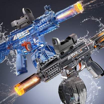 Two-Piece Electric Light-and-Sound Water Blaster Sets in 727 or 737 Models and Blue or Black Colors