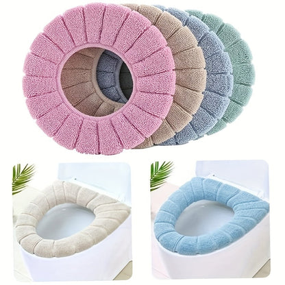 Toilet Seat Cover Set 5pcs – Soft Plush All-Inclusive Machine Washable Bathroom Seat Covers Fit Most Standard Toilets, Skin-Friendly Elastic Fabric