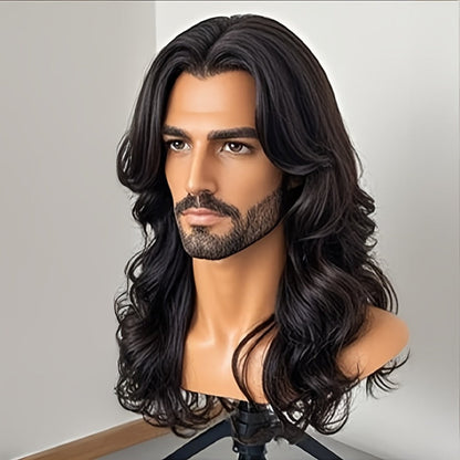 Synthetic Wig 26-Inch Men's Loose Curls with Middle Part in Seven Colors and Breathable Cap