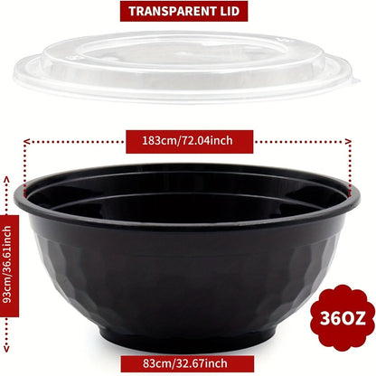 Food Storage Containers 36 oz Black Diamond Salad Bowls with Lids in 20- or 150-Set Options
