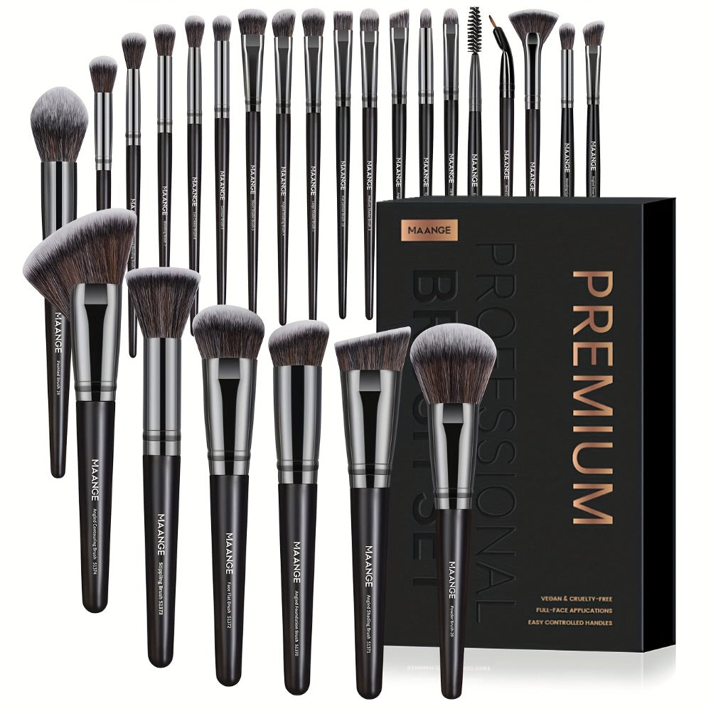 Makeup Brush Set, 25-Piece Synthetic Bristle and ABS Handle Collection with Face-Eye Brush Shapes and Gift Box