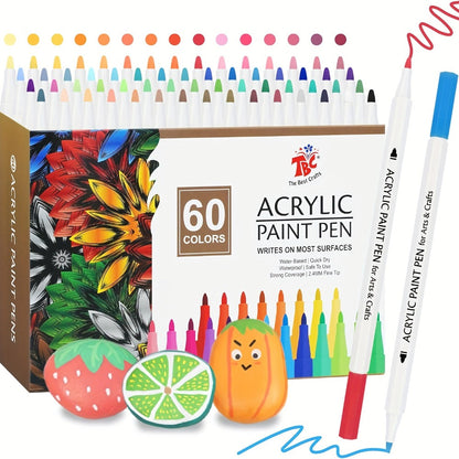 Soft Brush Tip Paint Pens 60 Colors – Acrylic Waterproof Non-Toxic Paint Markers for Rock Canvas Wood Glass Pottery Fabric DIY Crafts Artist Gift Set for Adults Teens Birthday Christmas