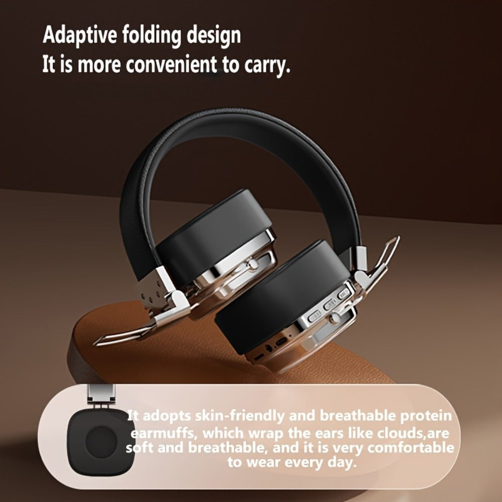 Semi-Open Over-Ear Wireless Headphones 12H Battery with Microphone, Wired & Wireless Dual Mode Retractable Cable Type-C Charging, for Gym Gaming Compatible with iOS Android Computer Laptop