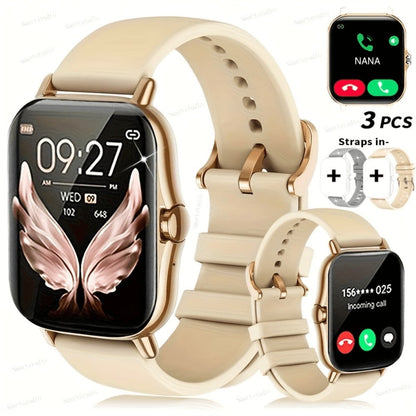 Unisex GPS Smartwatch 1.83" Full Touch – Wireless Calling, Music Playback, Remote Camera Control, Multi-Sport Fitness Tracker, Message Alerts, Pink Silver Gold – Android & iPhone Gift Watch