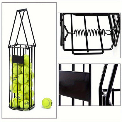Tennis Ball Picker Up Tube - Stainless Steel Quick-Release Portable Ball Retriever for Tennis Pickleball Training, No-Bend Ball Collector Hopper for Court Home Backyard Practice, Holds 18-20 Balls