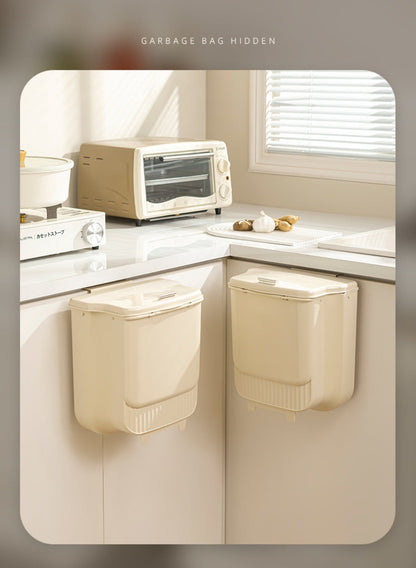Collapsible 1.85-Gallon Trash Can with Lid for Wall Mount, Cabinet Door Hanging or Floor Placement