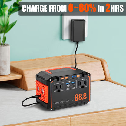 Portable Power Station 88.8Wh/111Wh – Solar Generator with AC/DC/USB Ports, 30W Solar Panel Optional, Backup Battery for Camping, Emergency, CPAP, Laptops, Fans