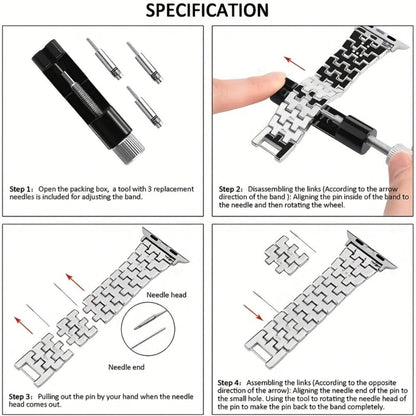 Rhinestone Diamond Bling Apple Watch Band for Women Girls – Five-Point Diamond Double-Row Crystal Strap Compatible with Apple Watch Ultra 2 Series 10 9 8 7 6 5 4 3 2 1 SE 38 40 41 42 44 45 49mm Gift