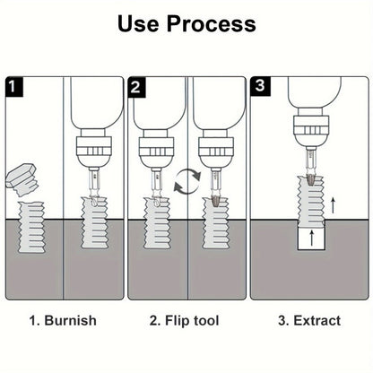 Ten-Piece Screw Extractor Set with Left-Hand Spiral Heads, Hex Drive Ends and Sizes from 1/8 to 13/32 Inch